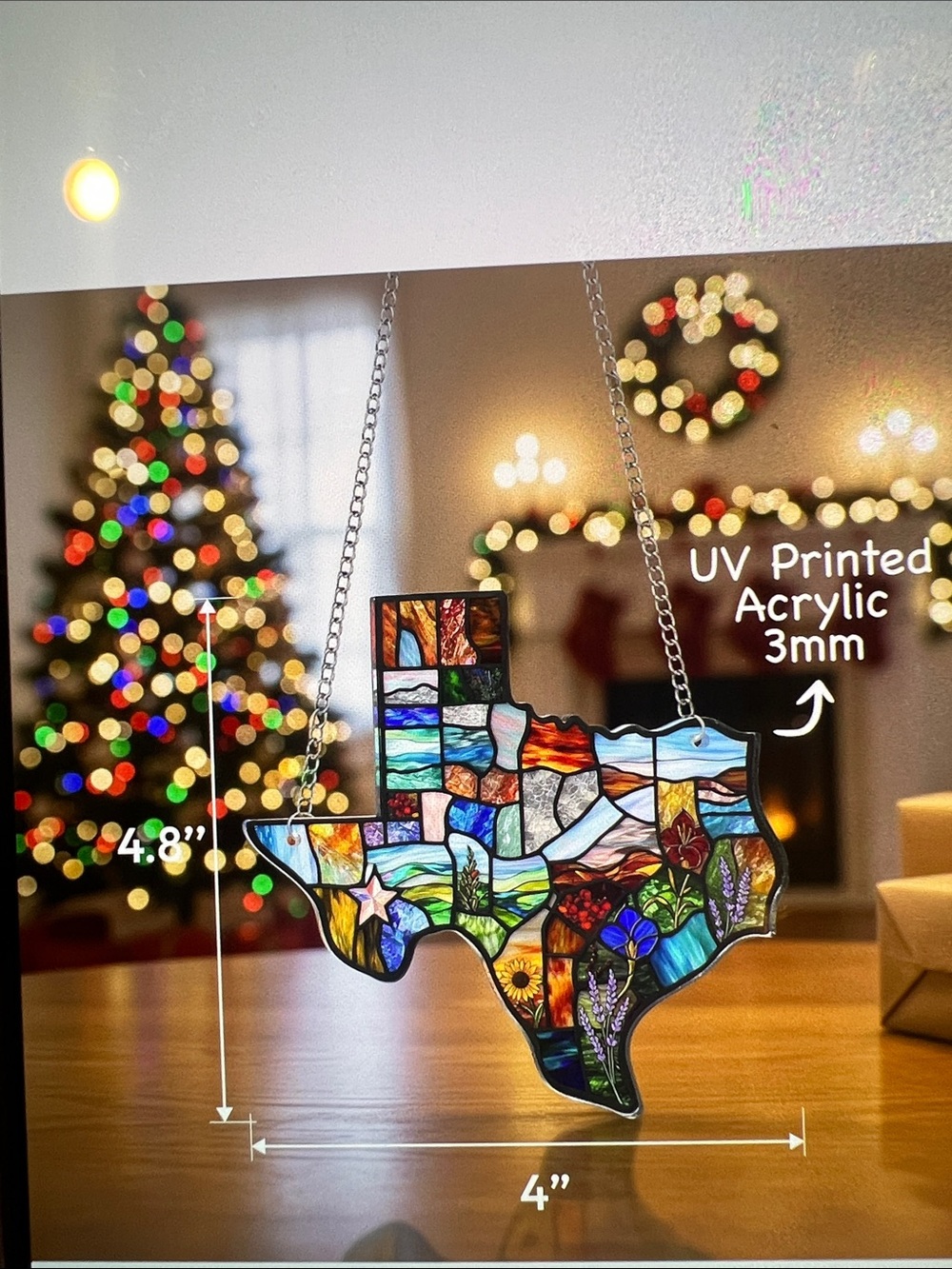 Acrylic Texas Suncatcher Lone Star State Ornament Hanging New - Picture 4 of 4
